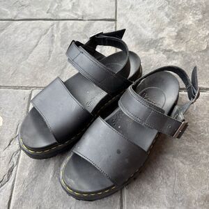 Dr. Martens Voss Women's Size 9 Sandals Black Adjustable Leather Strap Open Toe